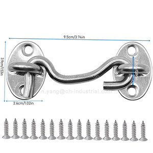 Loquet de <span class=keywords><strong>porte</strong></span> de 3 pouces, loquet de portail de remise, loquet de <span class=keywords><strong>porte</strong></span> silencieux en acier inoxydable, crochet et œillet pour portail, crochet de cabane avec vis - Product Image 2