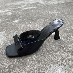 Fashion Summer Bowknot Open Toe <strong>Ladies</strong> Low Thin Heels Sandal Shoes Casual <strong>Mules</strong> Women Slip on Square Toe Sandals and <strong>Slippers</strong> - Product Image 6