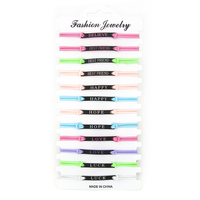 Bricolage peut personnaliser heureux chanceux acrylique lettre marque bracelet élastique nom personnalisé bracelet élastique pour femmes et hommes