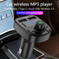 Chargeur de voiture Bluetooth BT5.3 Lecteur MP3 pour voiture Prise en charge de l'insertion de carte TF et charge rapide 5V2.4A avec port TYPE-C