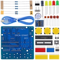 BSSY)OPEN-SMART R3 DIY ATmega328P Kit de pièces à souder pour carte de développement avec buzzer, LED et bouton pour Arduino