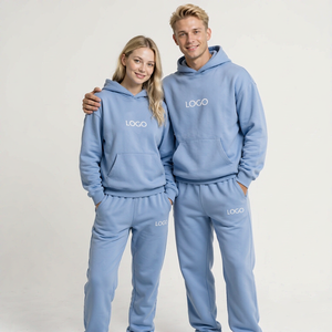 Ensemble de survêtement personnalisé pour couples : sweat à capuche oversize pour homme, sweat à capuche court zippé pour femme, pantalon évasé, ensemble sport deux pièces assorti - Product Image 2
