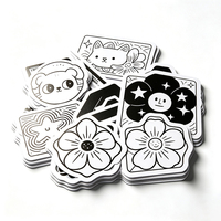Autocollants Haoxuan en ligne artistique noir et blanc, découpés au laser en PP avec finition mate pour journaux, emballages, artisanat, cadeaux et décoration