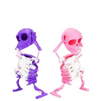 Squelette Dansant à Remonter, Figurine Crâne Imprimée en 3D, Lumières Phosphorescentes, Musique, Décoration d'Halloween 20cm