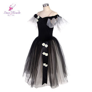 Черная длинная романтичная балетная танцевальная пышная пачка, трико, платья для девочек, Костюм Балерины 18439 - Product Image 4