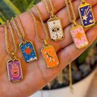 18k altın kaplama ile orta doğu emaye bakır damla yağ Tarot Palm şeytan göz Hip Hop Punk Charm kolye kolye
