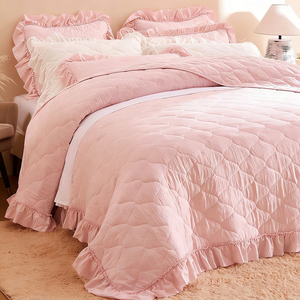 שמיכת מיקרופייבר ורודה, מוכנה לשימוש, עם גימור גלי, תפירת יהלומים, רכה במיוחד, קלה לטיפול, סט שמיכה קל משקל - Product Image 2