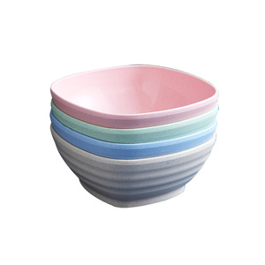 Bol à salade en paille de blé sans BPA, bol de service carré en PP, vaisselle écologique pour la maison - Product Image 1