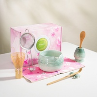 Ensemble de thé Matcha avec bol à motif gaufré, fouet en bambou et chashaku, fourni par l'usine, avec boîte cadeau