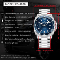 Montre mécanique pour homme Pagani Design PD-1820 1820, luxe, tendance, acier inoxydable, bracelet en cuir, calendrier, luminescent, pour Reloj