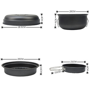 Lichtgewicht kampeerkookset antiaanbaklaag geanodiseerd aluminium pan grill bakpan met stoommandje voor buiten - Product Image 6