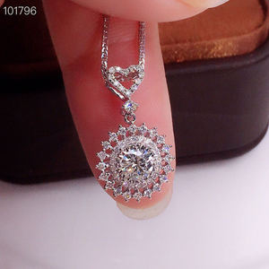 Collar con colgante de girasol, Color dorado y blanco de 18K, forma de flor del Sol Central, gia0.30 CT - Product Image 2