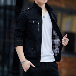 WholesaleMen's <strong>Jacket</strong> Casual Slim Autumn Fashion Coat Denim <strong>Men's</strong> Clothing Middle-aged and <strong>Old</strong> Standing Collar <strong>Jacket</strong> - Product Image 2