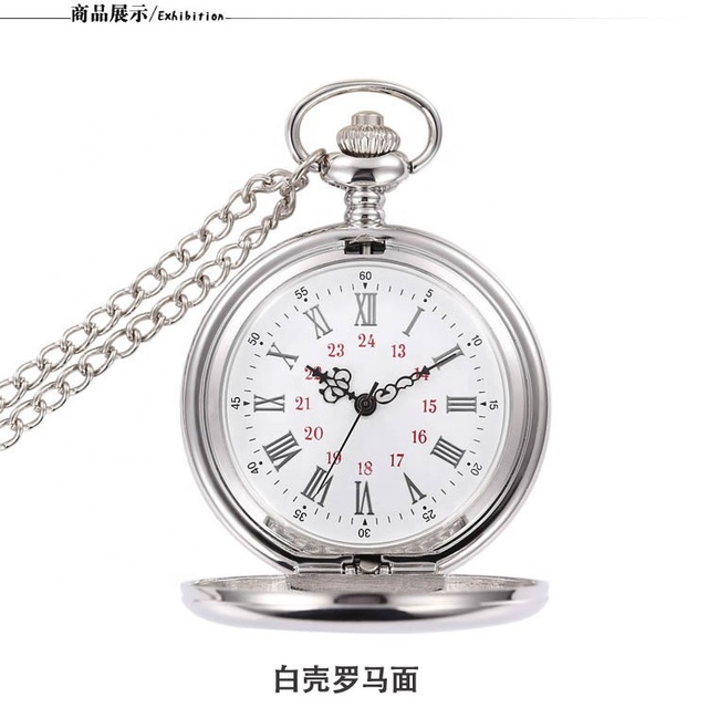 Antique Style Classic Smooth Vintage Stainless Steel Pocket Watch for Men with Quartz Movement Xmas Gift