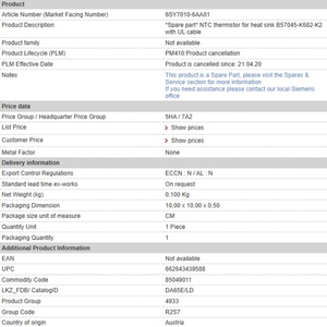 Precio Más Bajo de la Historia: Interruptor Termostático 6SY7010-6AA01 6.8K 0.45W, Termistor NTC de Repuesto para Disipador de Calor con Cable UL - Product Image 2