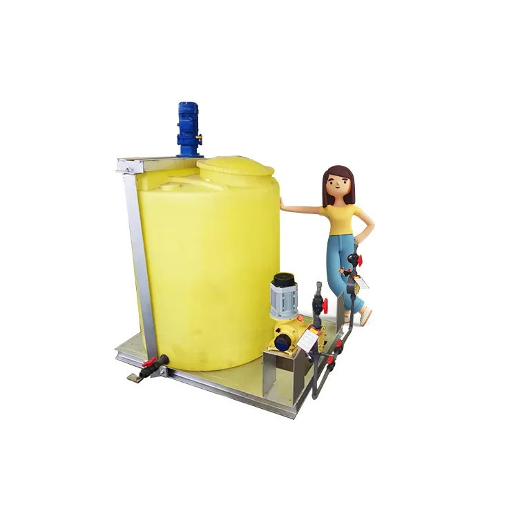 IEPP Peralatan Pengolahan Air Limbah PAC PAM Alat Penyimpanan Dosis Kimia Plastik Tangki Persiapan Polimer dengan Pompa Metering