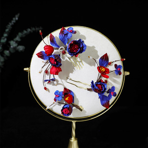 Nouvelle épingle à cheveux florale classique de style chinois, de couleur violet-rouge, accessoire de coiffure pour robe de mariée, accessoire rétro de style chinois pour cheongsam. - Product Image 2