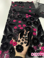 Tissu Africain en Dentelle de Velours Perlée de Haute Qualité, Broderie Guipure, Vente en Gros