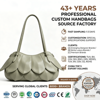 Tas Tangan Wanita Aplikasi Kelopak Bunga Mewah Musim Panas Warna Hijau Sage Bentuk Bantal Resleting Selempang Bahu Custom Logo OEM Pabrik Cetak