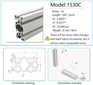 Fabricante chino 8201 15 series BS1530C 15 <span class=keywords><strong>Perfil</strong></span> <span class=keywords><strong>de</strong></span> <span class=keywords><strong>aluminio</strong></span> con ranura en T <span class=keywords><strong>de</strong></span> extrusión <span class=keywords><strong>de</strong></span> <span class=keywords><strong>aluminio</strong></span> industrial para la industria <span class=keywords><strong>de</strong></span> 15 <span class=keywords><strong>pulgadas</strong></span> - Product Image 4