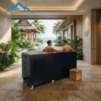 Baignoire SPA professionnelle d'extérieur en acier inoxydable et cèdre rouge, 50-59 gallons, rectangulaire, tout-en-un, avec refroidisseur pour la récupération