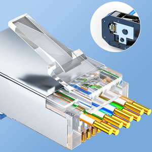 SAMZHE 10Pcs/Bag Shielding CAT6 8P8C Pass Through <strong>RJ45</strong> <strong>Connector</strong> 3u" Cat6 Ethernet Cable Copper Shell Modular Plug Hole 1.10mm - Product Image 4