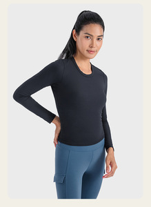 Nuove di questa settimana magliette da ragazza per il Fitness con costine di Yoga a maniche lunghe traspiranti per lo Yoga - Product Image 6