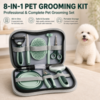 Kit de toilettage pour animaux 8 en 1, brosse pour enlever les poils, peigne, coupe-ongles, brosse à dents, bol, kit de nettoyage portable pour les voyages
