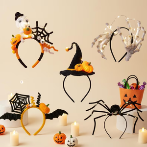 Pafu Serre-tête d'Halloween, Accessoires de Déguisement et Décoration pour Fête, Motifs Araignée, <span class=keywords><strong>Citrouille</strong></span>, Chapeau de Sorcière, Fantôme, Main de Squelette - Product Image 1