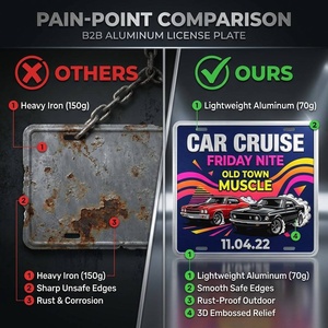 Plaque d'immatriculation en aluminium 3D personnalisée en relief, style Muscle Car, imperméable, antirouille, finition mate, décoration murale pour <span class=keywords><strong>garage</strong></span> - Product Image 3