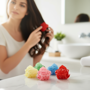 Fermaglio per capelli a forma di rosa da 8 cm, colorato, per donne e ragazze - Product Image 2