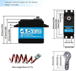 เซอร์โวมอเตอร์คอร์เลสแรงบิดสูง 45 กก. IP68 กันน้ำ เกียร์โลหะ เซอร์โวดิจิตอลสำหรับหุ่นยนต์ - Product Image 6