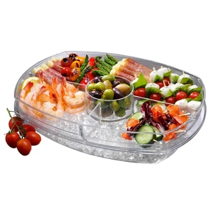 4 Compartment Transparent Lid Appetizers on Ice Tray With Lids Fruit <strong>Serving</strong> Trays Party Platters Ice Chilling Fruit Tray - Product Image 2