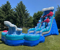 Toboggan aquatique gonflable commercial pour enfants, toboggan aquatique extérieur gonflable