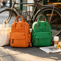 Mochila Moderna para Portátil, de Nailon, con Bloques de Color en Tonos Neutros, Ecológica, con Múltiples Bolsillos, para Viajes de Negocios, con Solapa Frontal Suave y Portátil