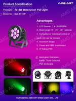 Projecteur PAR en aluminium étanche DMX512 RGBW 4-en-1 120W IP65, activé par le son, contrôle automatique/mître/esclave pour spectacles en extérieur