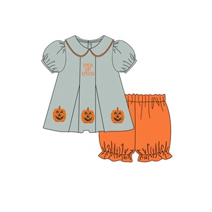 Mùa Thu Mùa Đông Trẻ Em Quần Áo Tùy Chỉnh Halloween Bí Ngô Trẻ Em Quần Áo Thiết Lập 100% Bông Bé Cô Gái Quần Áo Với Bí Ngô Pháp Hôn - Product Image 2