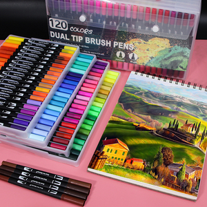 Rotuladores de acuarela de doble punta personalizados 12/24/36/48/60/72/100/120/<span class=keywords><strong>132</strong></span>/168 Opciones de color para arte de dibujos animados de papel - Product Image 2