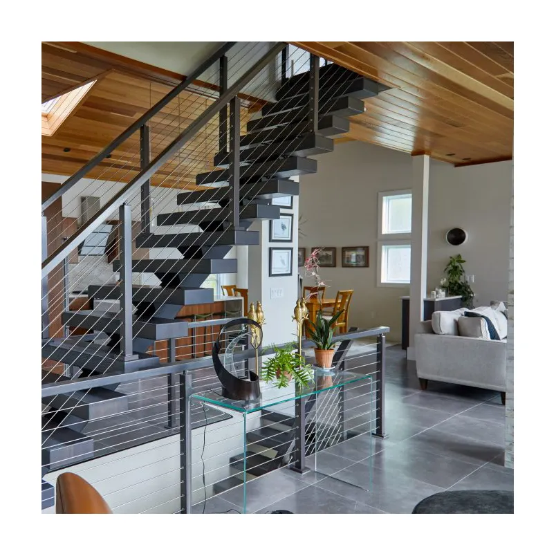 Excelente calidad Scala escalera Malasia de paso cuerda balaustrada recta escalera para la casa