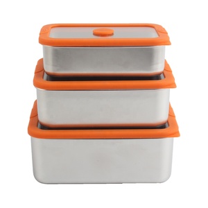 Rectangle Single <b>Compartment</b> Airtight Seal Lid Freshness Preservation Orange Stainless Steel Food Storage Container - Product Image 5