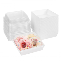 Boîtes à charcuterie en papier avec couvercle transparent sécurisé, contenants alimentaires jetables carrés bruns pour pâtisseries, boîtes à biscuits et sandwichs
