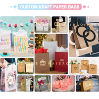 Grosir murah coklat ramah lingkungan tas kemasan belanja pakaian kraft dengan pegangan logo kustom tas kertas hadiah ulang tahun kecil