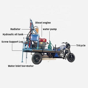 हॉट सेलिंग हाइड्रोलिक डीजल पावर आसान ऑपरेशन उच्च गुणवत्ता 3 व्हील घुड़सवार पानी अच्छी तरह से ड्रिल रिग रिग - Product Image 6