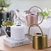 Bouteille d'eau en acier inoxydable de 1,5 L, style arrosoir, finition gris antique avec poignée en cuivre