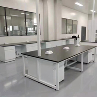 Banco central de estructura de acero de laboratorio de diseño moderno de alta calidad para uso en laboratorio dental de biología de Hospital escolar