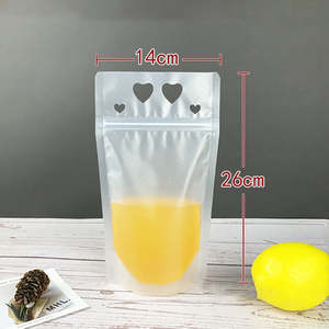 Envase para Bebidas de 700 ml, Reciclable, con Cierre de Cremallera, Base Plana, PET+CPP+BOPP, con Orificio en Forma de Corazón, Translúcido, para Smoothies, con Boquillas Offset - Product Image 6