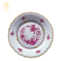 Service de vaisselle en porcelaine fine de style classique, assiettes roses vintage en céramique pour restaurant, hôtel, événement