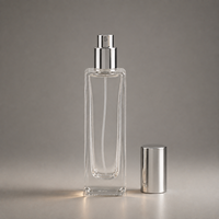 Flacon de parfum personnalisé de style vintage de 30 ml, 100 ml, flacon de parfum vide avec bouchon doré, flacon de parfum de luxe transparent de 50 ml avec boîte