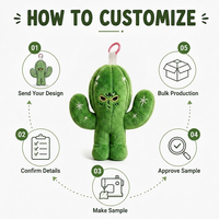 Porte-clés en peluche personnalisé en forme de cactus, mignon ours en peluche de dessin animé, pendentif de sac pour cadeau de vacances, décoration intérieure, OEM ODM, faible MOQ