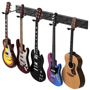 हाई ग्रेड मल्टी-हेड गिटार स्टैंड, इलेक्ट्रिक बास गिटार वॉल डिस्प्ले हैंगर स्प्लिस्ड ग्रूव गिटार स्टैंड के पांच सेट